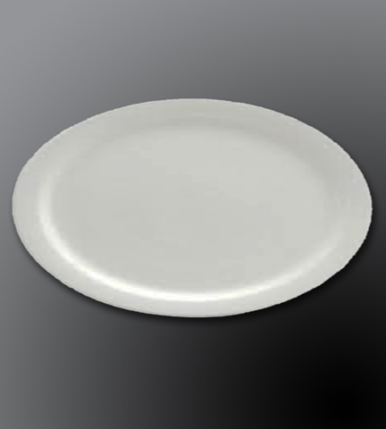 Narrow Rim Porcelain Dinnerware Alpine White Oval Platter 13.375"L